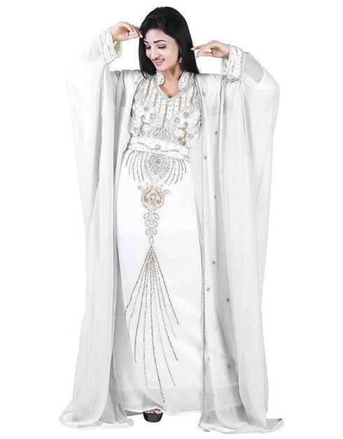 Trendy white Colored Embroidery worked Kaftan